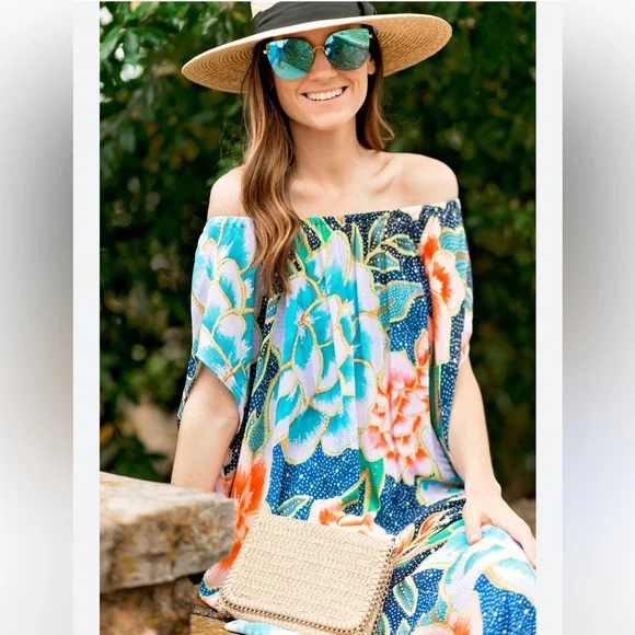 New! NWT! Mara Hoffman Cara Cara floral caftan maxi dress medium-large - Picture 10 of 12